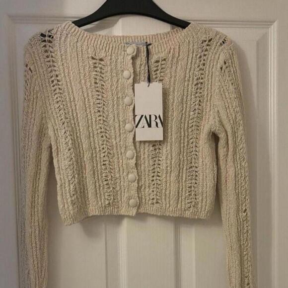 Zara Women's Beige/Tan Long Sleeve Cardigan - Picture 2 of 6